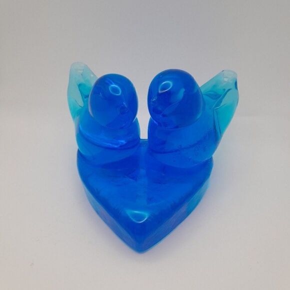 Vintage Double Bluebirds of Happiness Titan Art Glass Signed 2000 - Picture 2 of 9